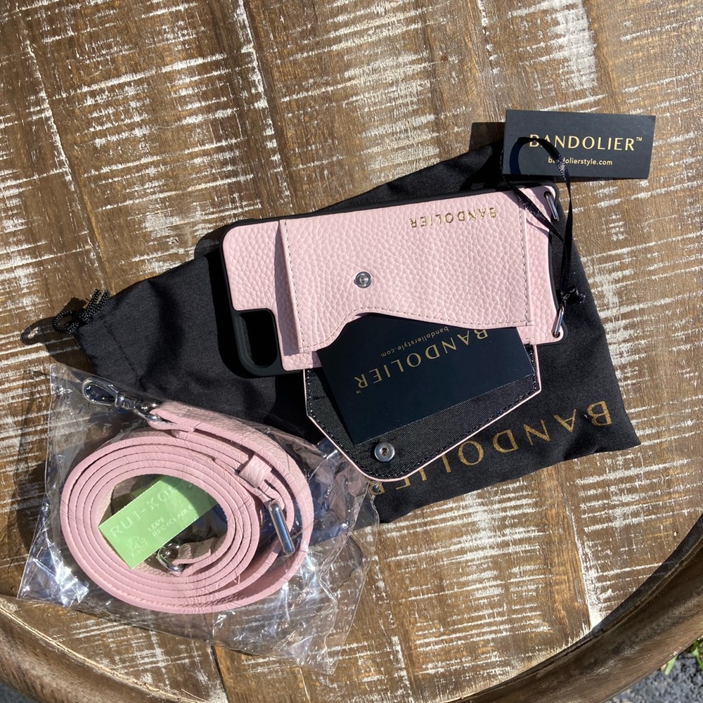 BANDOLIER Hailey crossbody iPhone case for SE 8/7/6 pink/silver